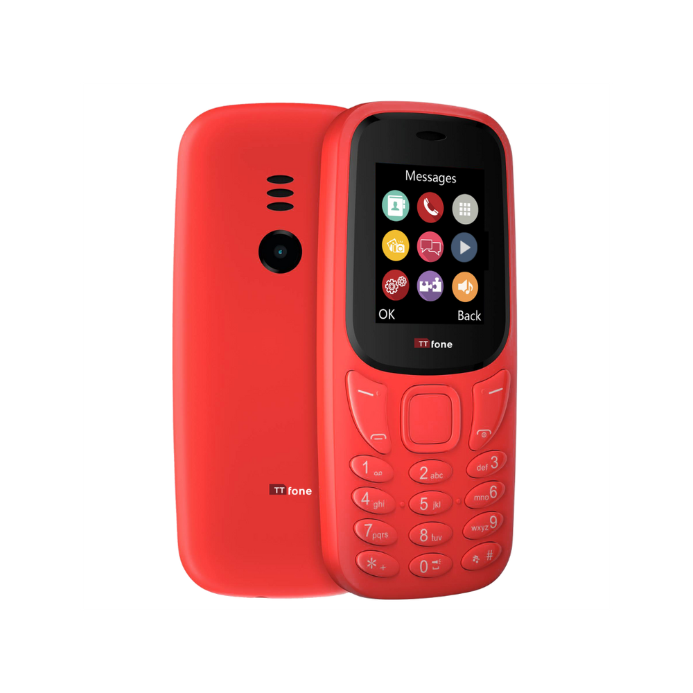 TTfone TT170 Red Dual SIM, Charger, Vodafone Pay As You Go. Unlocked for All SIMs.
