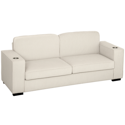HOMCOM Modern 3 Seater Sofa Upholstered Corduroy Sofa Couch Cream White