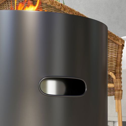 Outsunny Fire Pit, Round Metal Bonfire Stove with Poker, Black