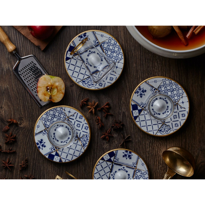 Dervish Blue Blanc Nikea Tea Glass and Saucer