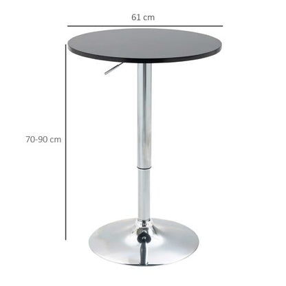 Round Height Adjustable Bar Table Counter Pub Desk Metal Base Black