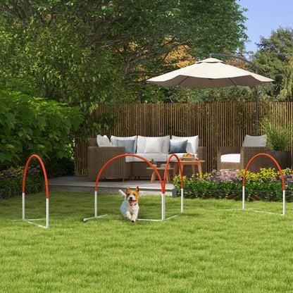 PawHut Dog Agility Equipment Set with 4 PCS Weave Pole, Orange