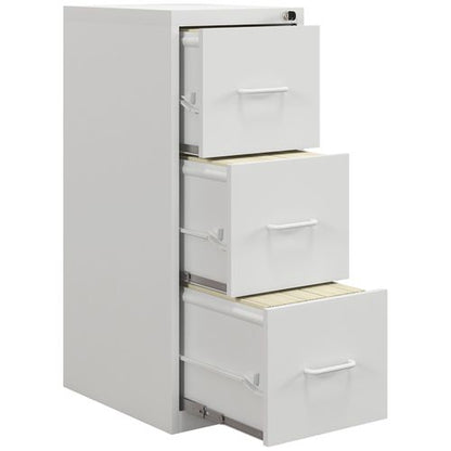Homcom 3 Drawer Filing Cabinet Steel File Cabinet for A4 Letter Size White