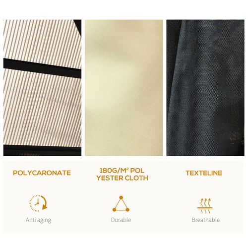 Outsunny 4.3m x 3.6m Aluminium Frame Texteline Draped Hardtop Gazebo Brown