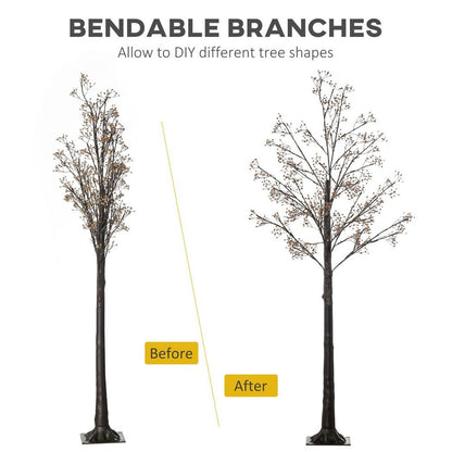 HOMCOM 6ft Artificial Tree with Warm White LED Lights, Baby Breath Flowers