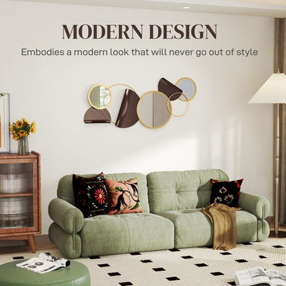 HOMCOM Metal Wall Art, Decorative Mirror Decor for Living Room, Gold Tone