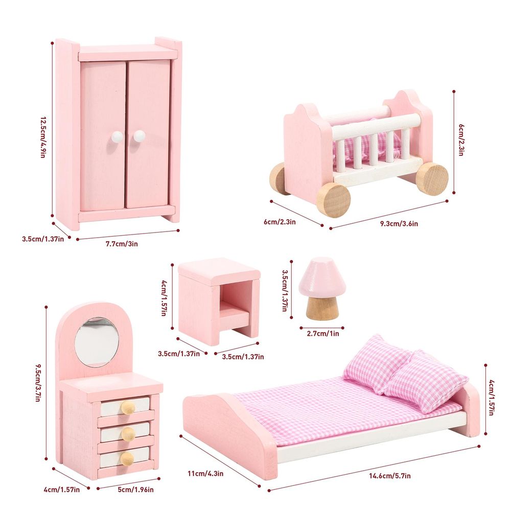 SOKA Bedroom Dollhouse Furniture Set - 6 Pieces