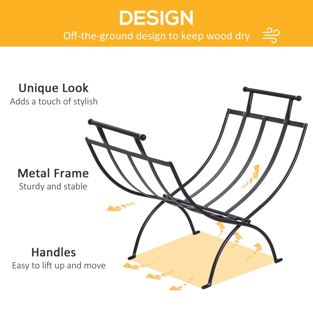 Expandable Wood Log Holder - Matte Metal, Elevated, Outdoor Storage Rack