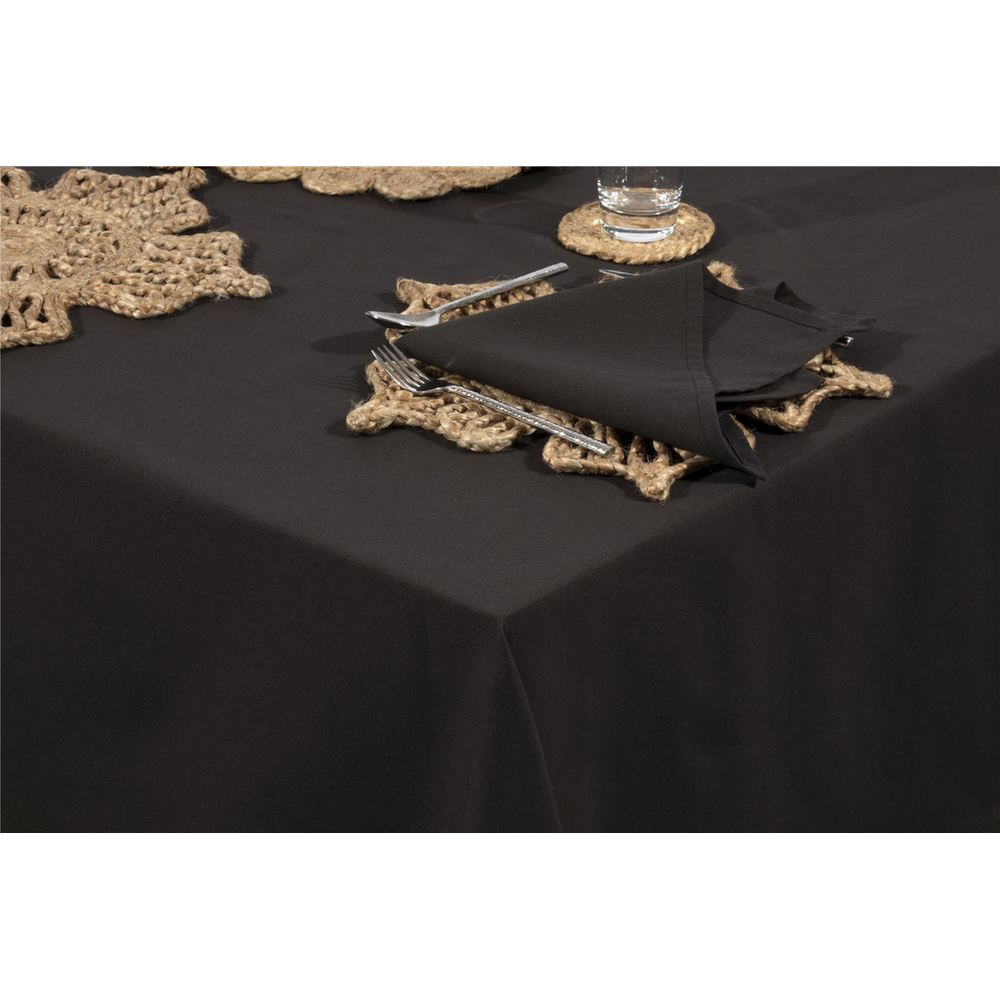 Avon Black Tablecloth - 100% Cotton - 240x140cm - High-Quality