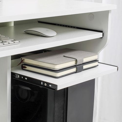 HOMCOM Computer Table Study Desk with Sliding Keyboard Tray, White