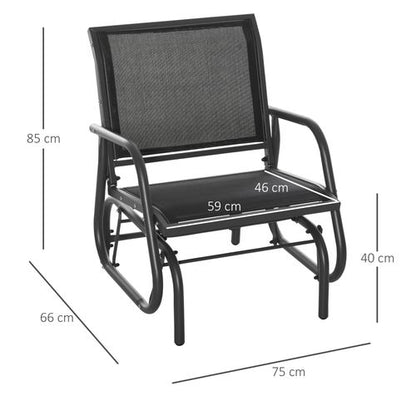 Outdoor Gliding Swing Chair Garden Seat w/ Mesh Seat Curved Back Steel Frame