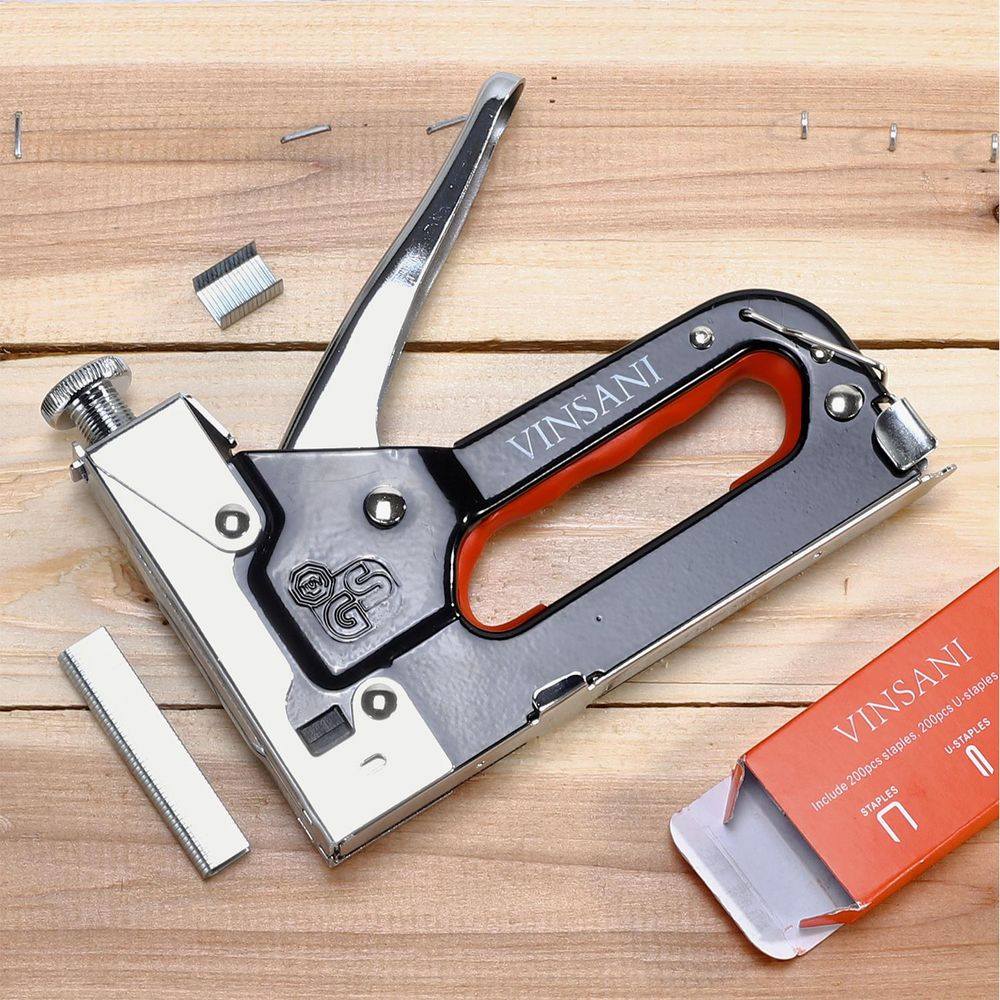 Heavy Duty Stainless Steel Metal Staple Tacker Gun with Staples