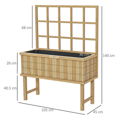 Premium Wooden Raised Planter w/ Trellis | Drain Holes | High-Quality Elevated Garden Bed