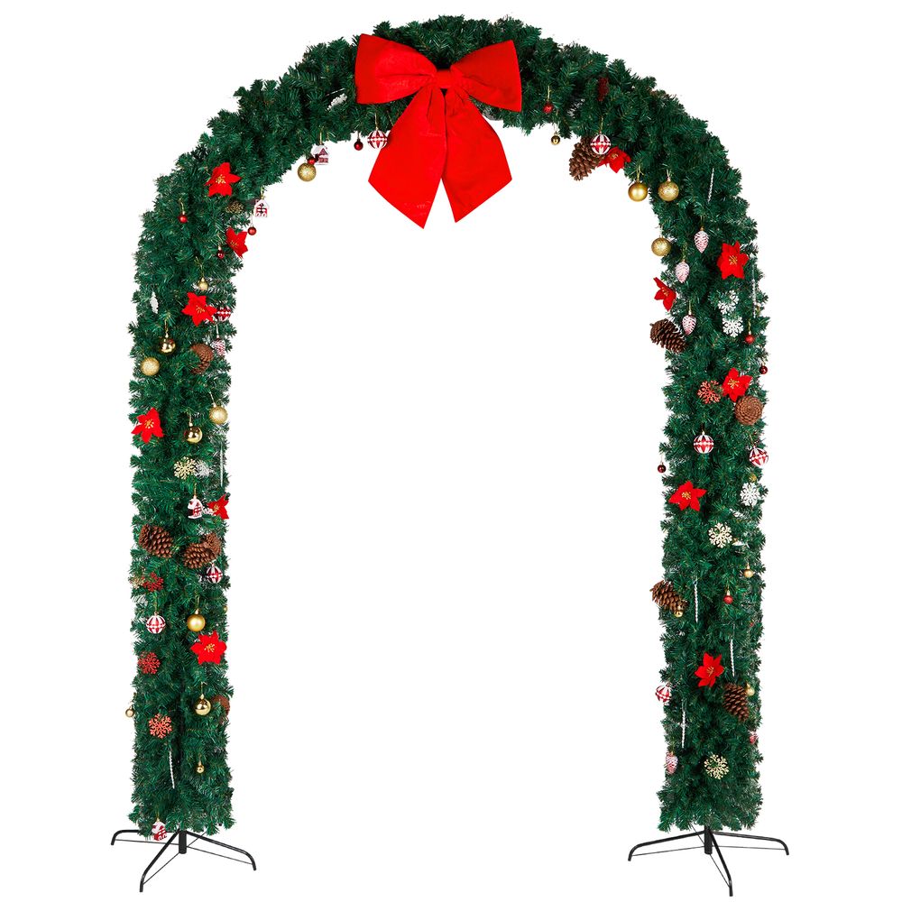 PVC Christmas Arch with Ornaments Holiday Arch Decoration Green 240*40*265cm