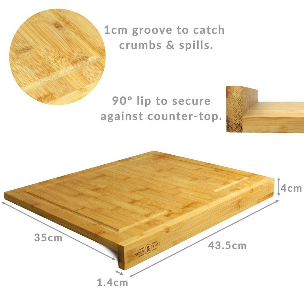 Bamboo Counter Edge Chopping Board | Anti-Slip & Durable | Maison & White