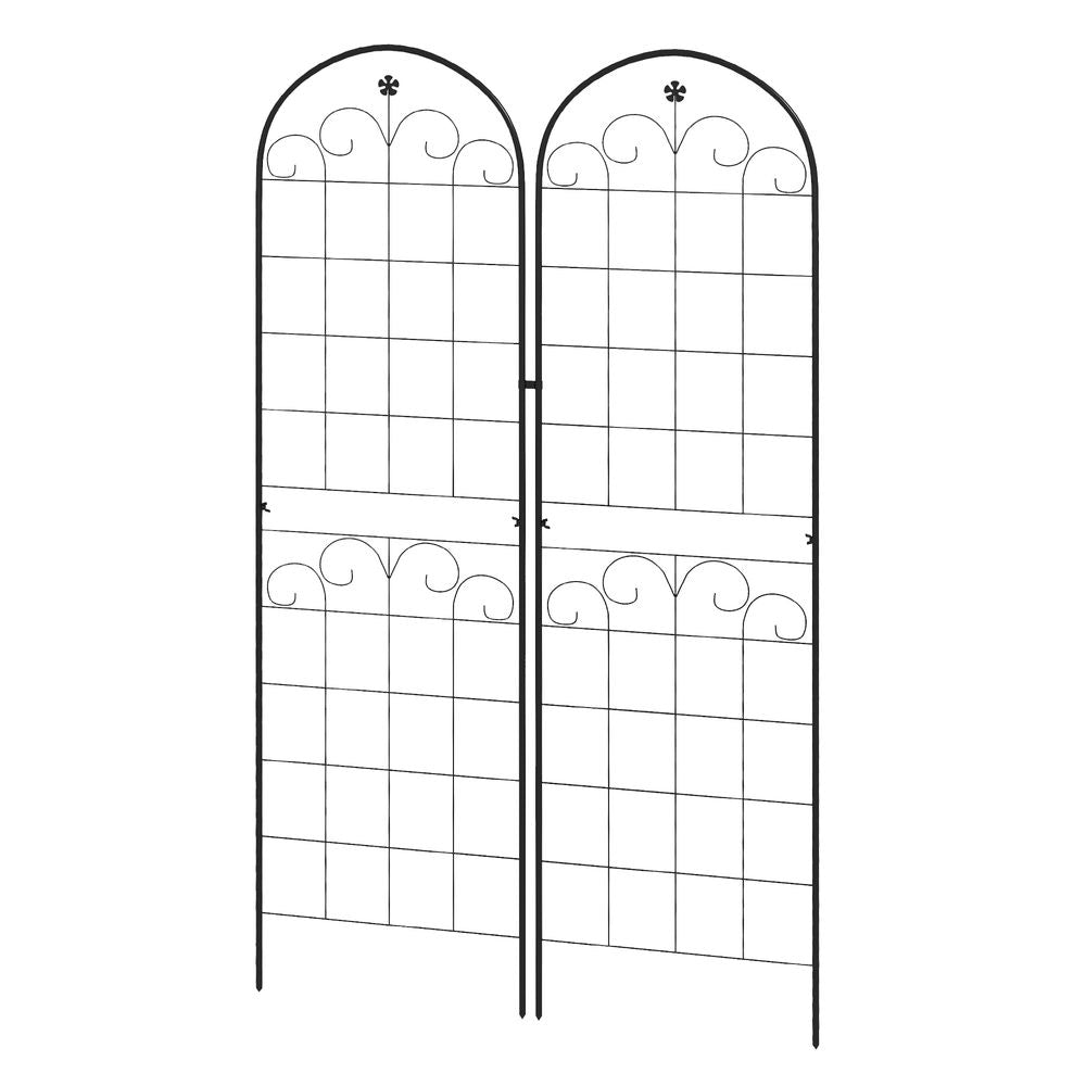 Premium Metal Trellis for Climbing Plants - Set of 2, Floral Design