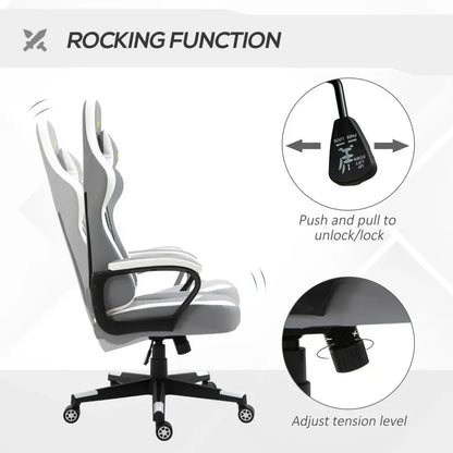 Vinsetto Revolutionary Racing Gaming Chair: Lumbar Support, Headrest, Grey White