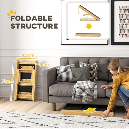 PawHut Dog Steps Dog Ramp, 3-Step Adjustable Height Pet Stairs for Medium Dogs