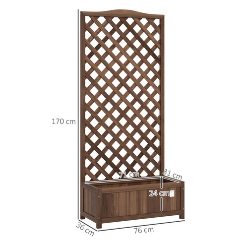 Outsunny Garden Wooden Planter Box with Trellis Flower Raised Bed Dark Brown