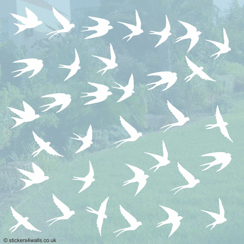 White Swallow Window Cling Stickers - Reusable