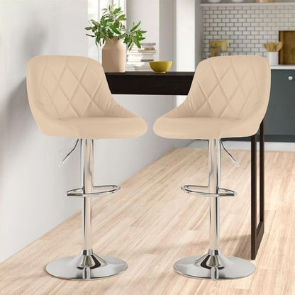 Neo Set of Two Cream Leather Bar Stools