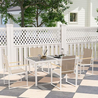 Outsunny 5 Piece Garden Table and Chairs with Tempered Glass Table Top