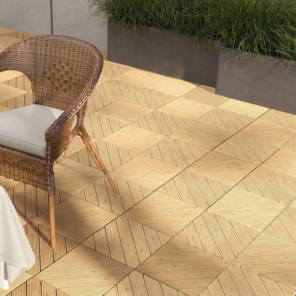 Premium Outsunny 9-Piece Interlocking Patio Flooring Tiles: Durable, Easy Setup, Slip-Resistant