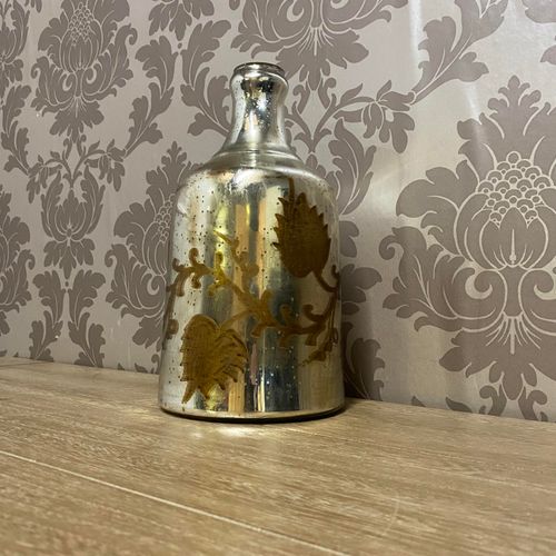 11" ANTIQUE SILVER GLASS DECORATIVE VASE