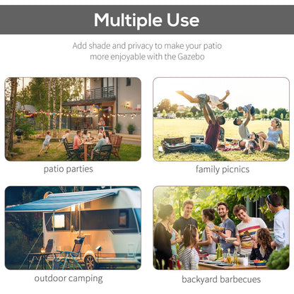 Outsunny Grey Metal Gazebo Pergola - UV Resistant, Wall Mount Outdoor Shelter