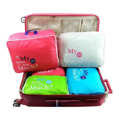 [Green] 5PC Travel Essential Bag-in-Bag Travel Luggage Organizer Storage Handle Bag Pouch Set