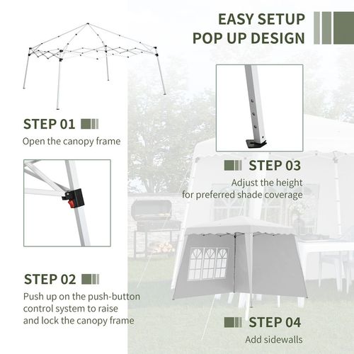 2.4 x 2.4m UV50+ Pop Up Gazebo Canopy Tent with Carry Bag, White