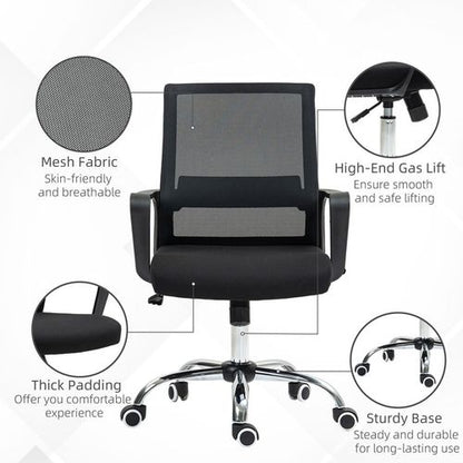 Vinsetto Mesh Office Chair Desk Chair w/ Swivel Seat Adjustable Height Black