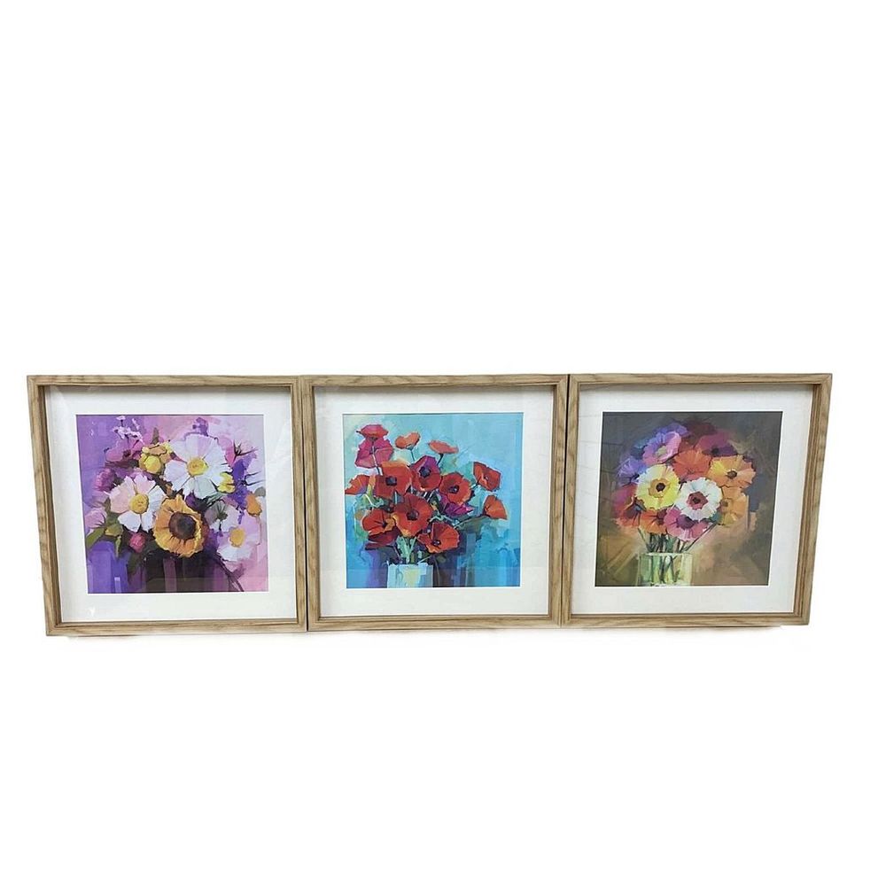 Sunburst Frame Set: Colorful Prints in Elegant Wooden Frames - High Quality