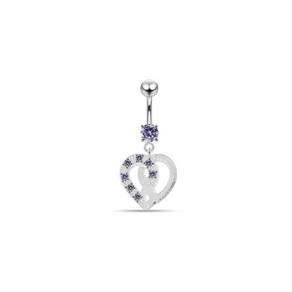 Jeweled Love Twin Hearts Sterling Silver Belly Button Piercing