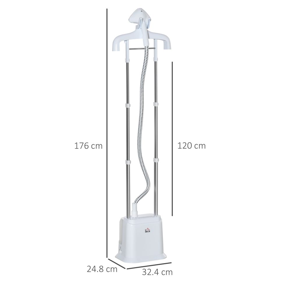 Upright Garment Clothes Steamer, 45s Fast Heat-up, 1.7L Tank White w/