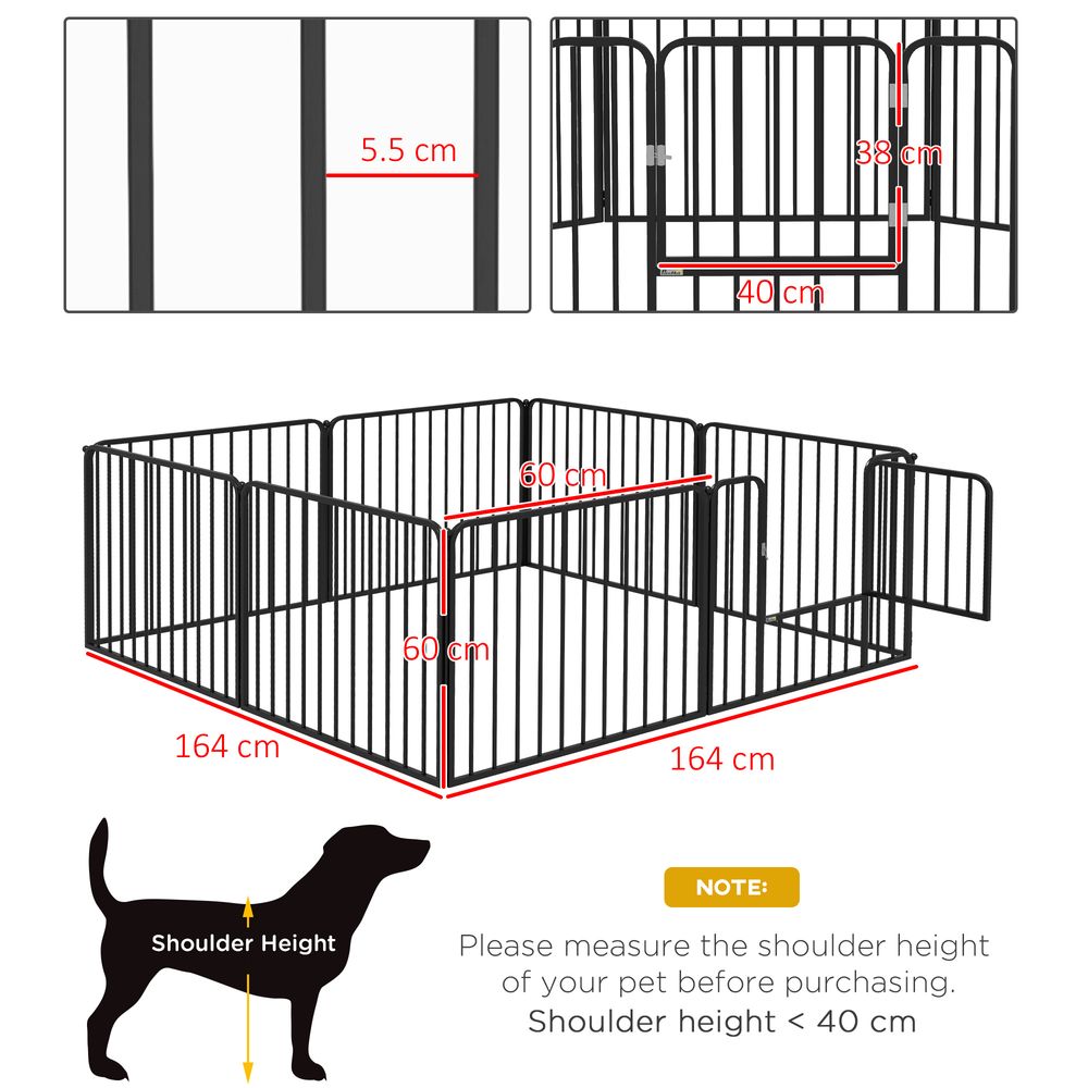 PawHut 60cm 8-Panel Heavy-Duty Dog Playpen - Secure Haven for Small Dogs