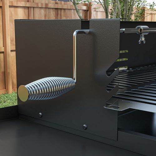 Outsunny Charcoal Spit Roasting Machine w/ 3-Tier Grill Grate & Foldable Shelves