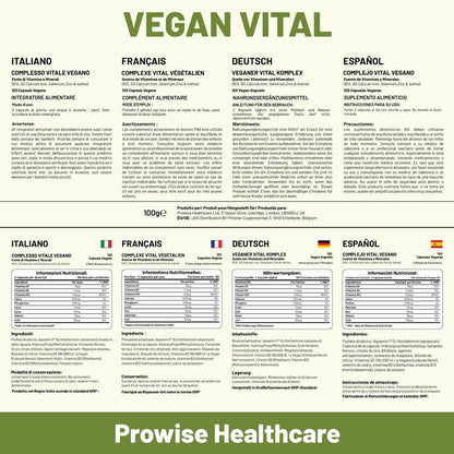 Vegan Vital Multivitamins and Minerals | 120 Vegan Multivitamin Capsule | Calcium, Vitamin B12, Vitamin B2, Vitamin D3, Selenium, Iodine, Zinc & Iron | by Prowise Healthcare
