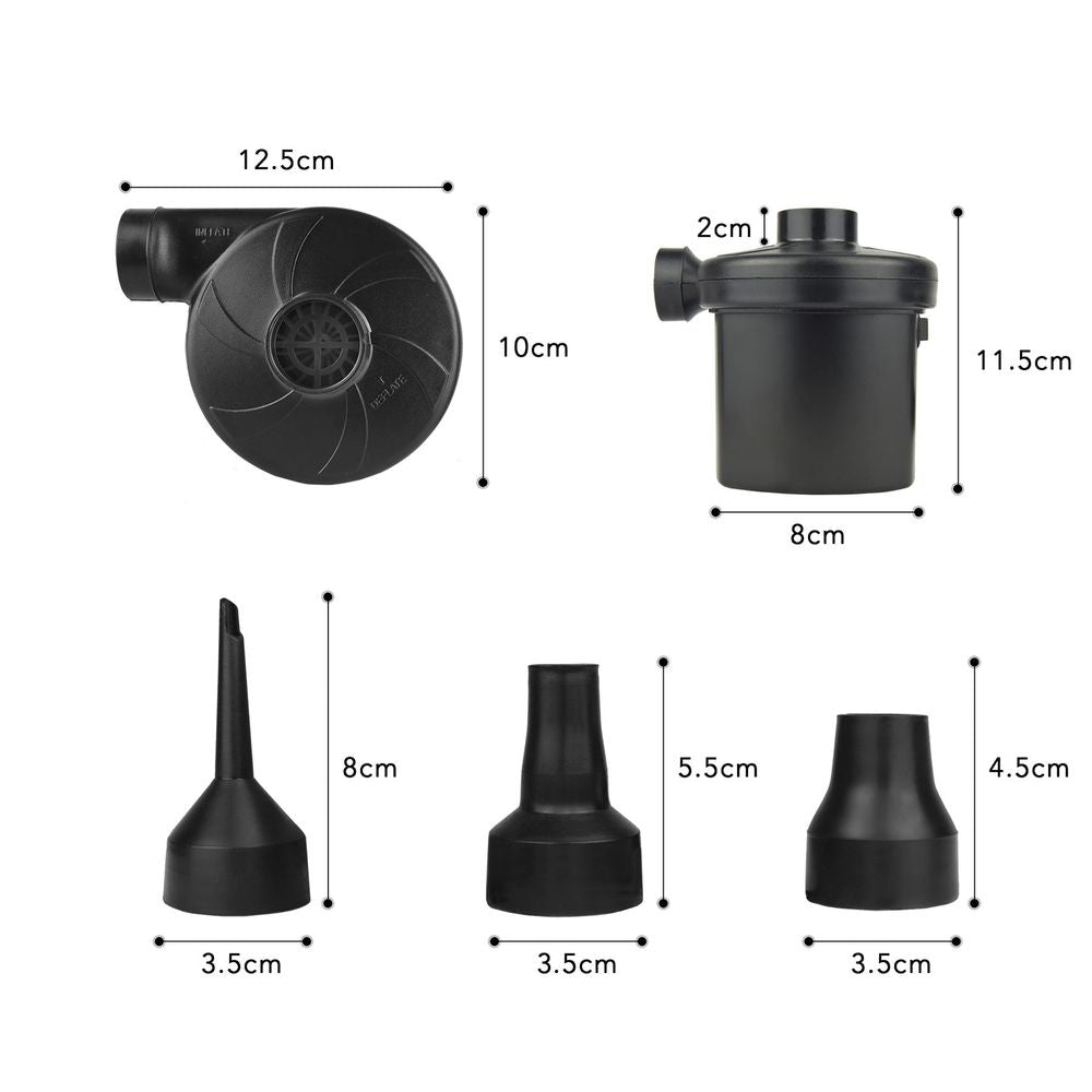 Electric Air Pump for Air Bed Mattress Inflatables Paddling Pool Beach Toys Inflator Deflator 3 Nozzles