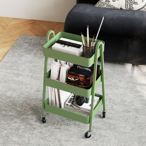 HOMCOM 3-Tier Rolling Utility Cart Kitchen Storage Trolley on Wheels Green
