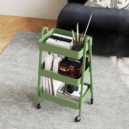 HOMCOM 3-Tier Rolling Utility Cart Kitchen Storage Trolley on Wheels Green