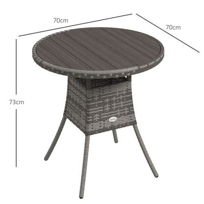 Outsunny Outdoor PE Rattan Dining Table w/ Wood-plastic Composite Top, Grey