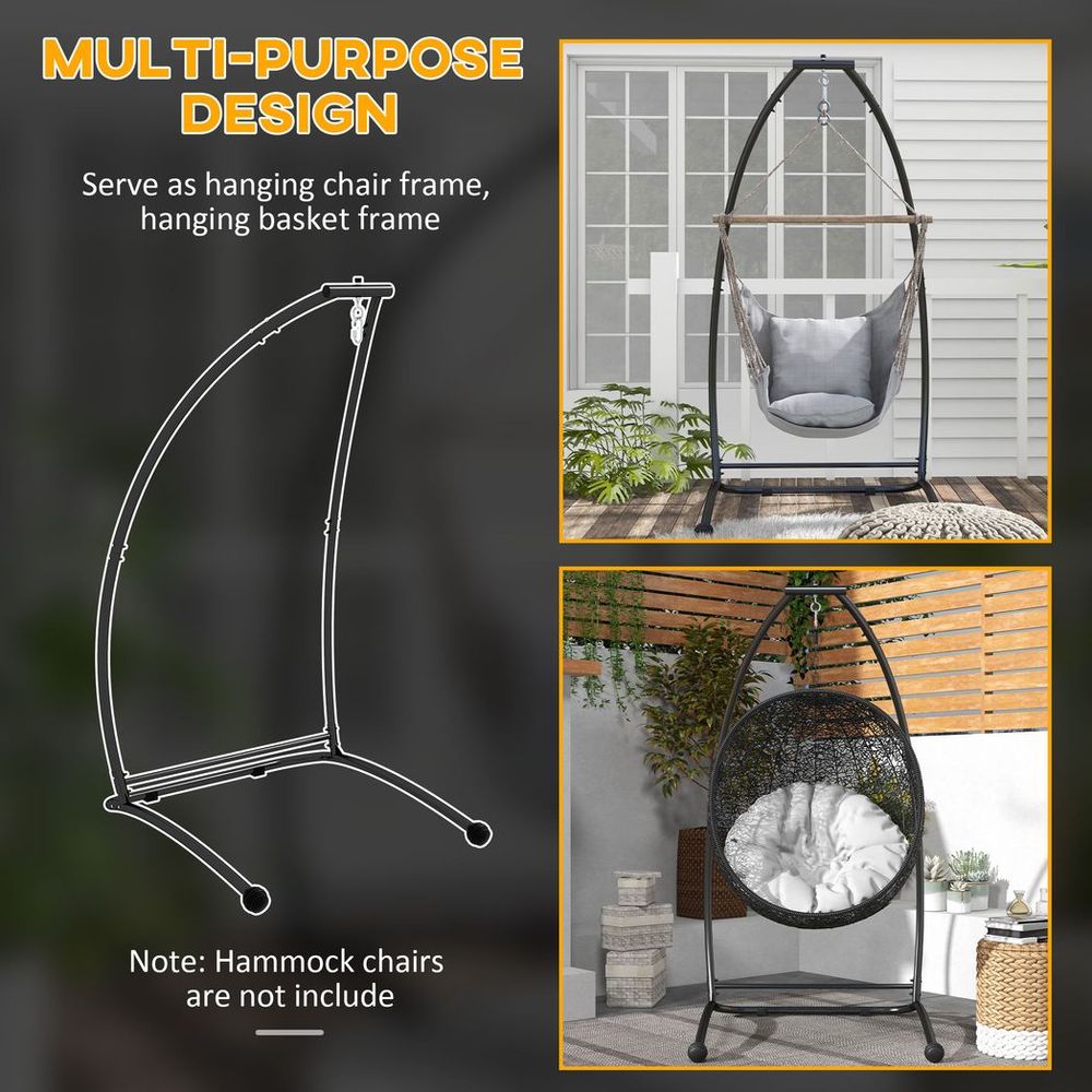 Outsunny Hammock Chair Stand - Strong Metal Frame, Perfect for Any Space! (Black)