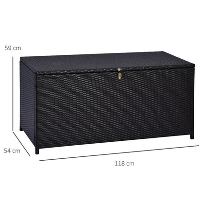 Outsunny Rattan Storage Box Outdoor Indoor Wicker Cabinet Chest Garden Furniture 118 x 54 x 59cm - Dark Brown