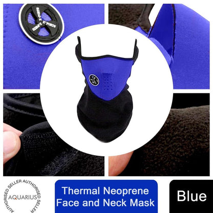 Aquarius Thermal Neoprene Face & Neck Mask - Warm, Breathable, Blue Biker Mask