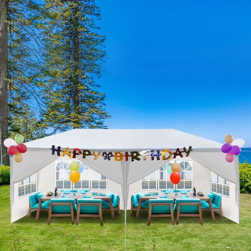 10'x20' Outdoor Party Tent with 6 Removable Sidewalls, Waterproof Canopy Patio Wedding Gazebo, White