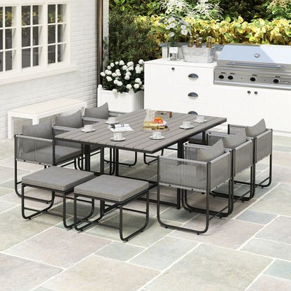 Outsunny Rattan Dining Set, Garden Table & Chair Sets w/ Space-saving Design