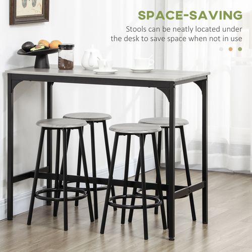 HOMCOM 5 Piece Bar Table and Stools Set with Metal Frame