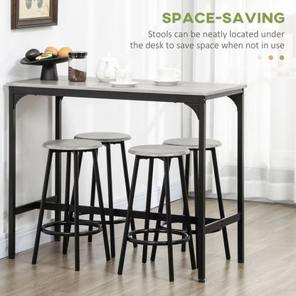 HOMCOM 5 Piece Bar Table and Stools Set with Metal Frame