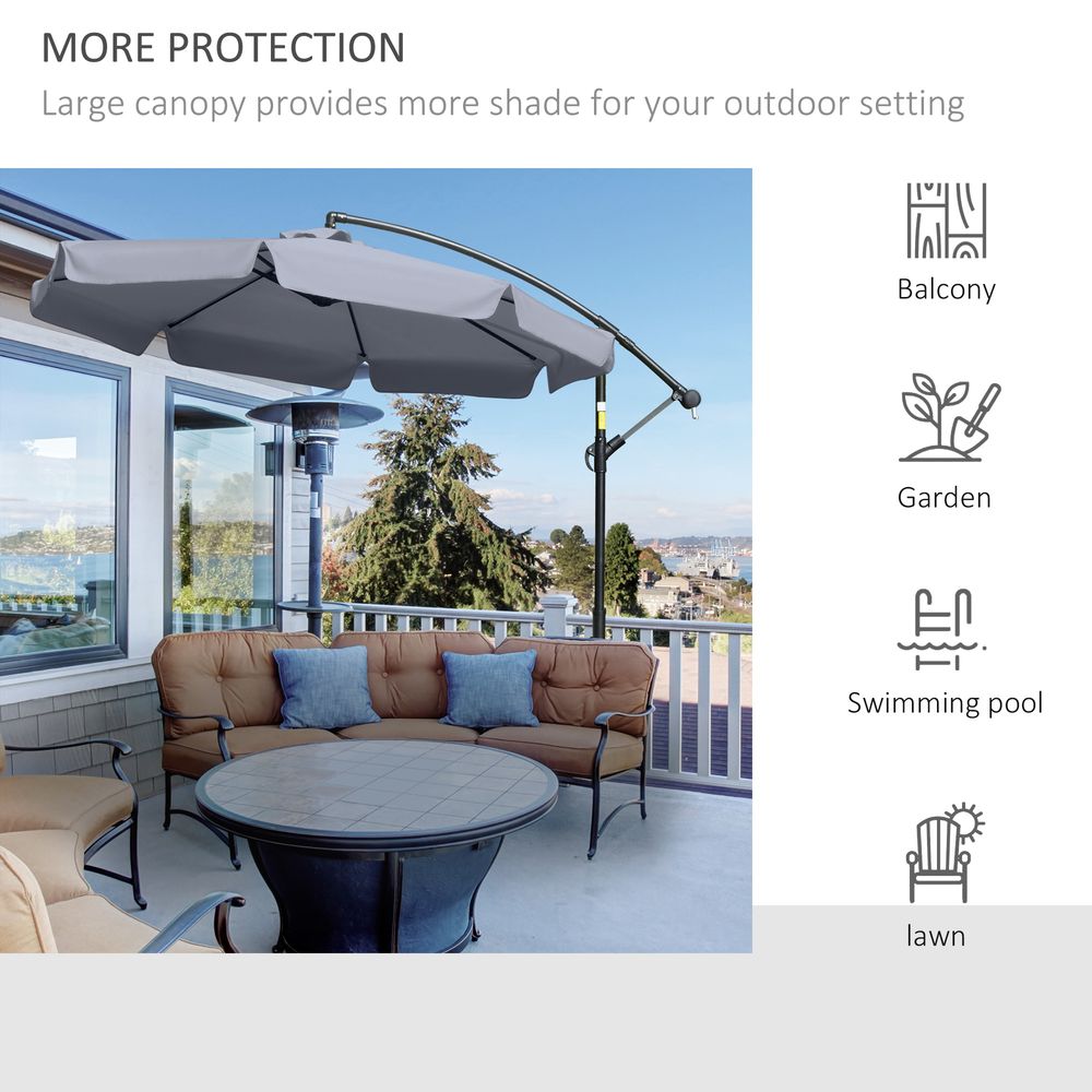 Premium 2.7m Banana Cantilever Umbrella - Dark Grey